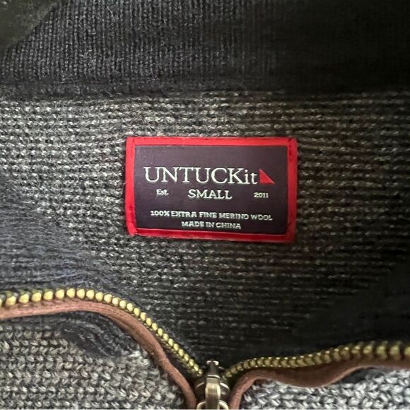 Untuckit Birdseye Merino Wool Quarter-Zip Sweater Size Small - Picture 6 of 6
